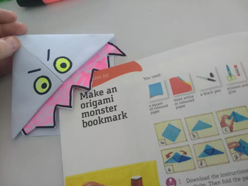 Origami monster bookmark